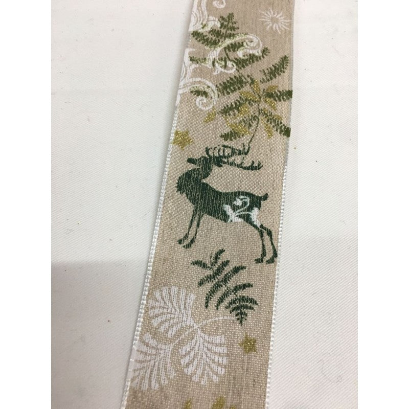 Nastro Decorato Con Renne E Foglie