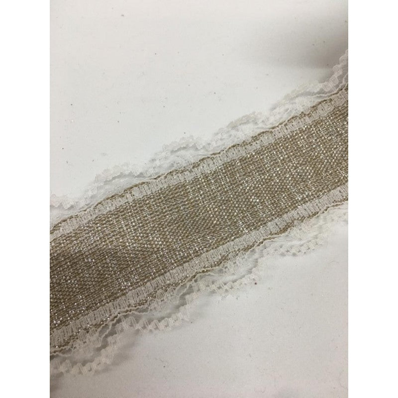 Nastro Naturale Con Merletto Esterno