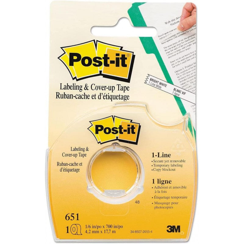 Nastro Per Correzioni Post-it 651, Rotolo Da 4 Mm X 17,7 Mt - Bianco