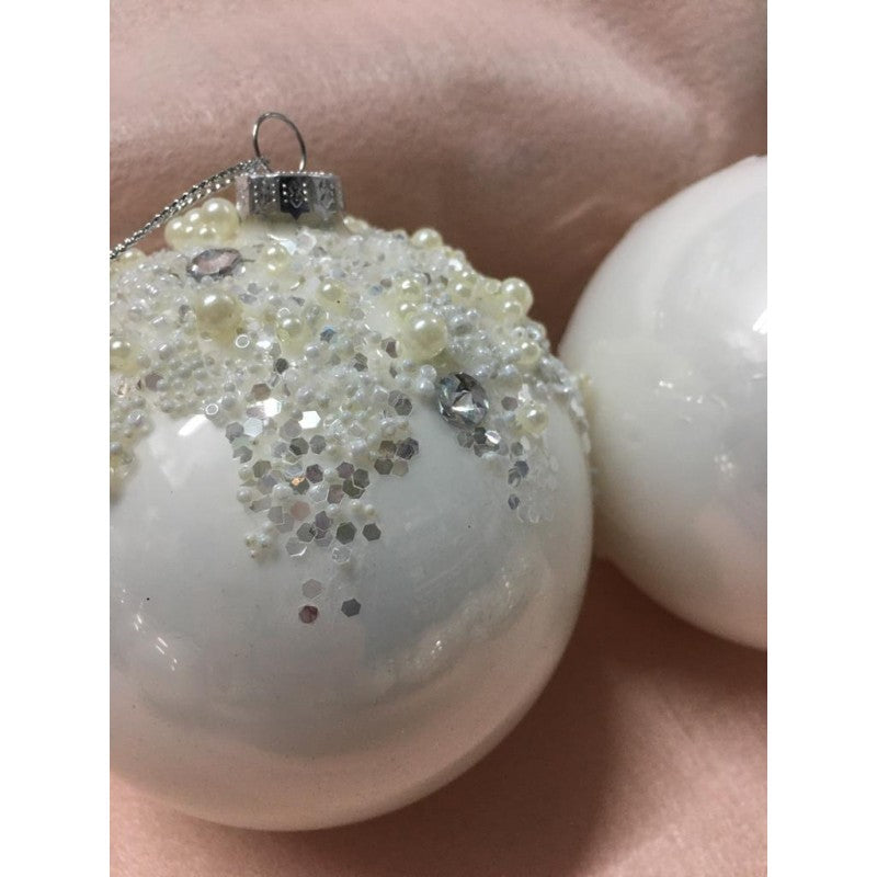 Pallina Bianca Lucida Con Perline