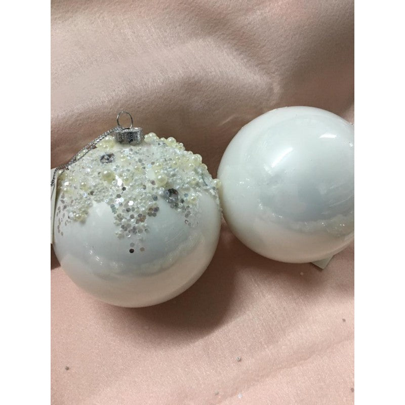 Pallina Bianca Lucida Con Perline