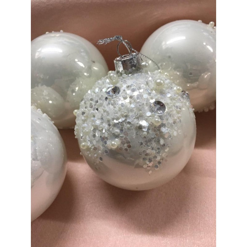 Pallina Bianca Lucida Con Perline
