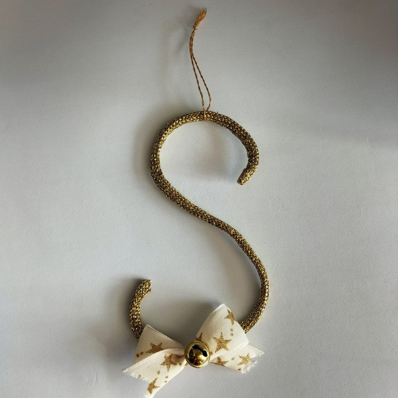 Pallina Natale Iniziale Personalizzabile - Oro Glitter