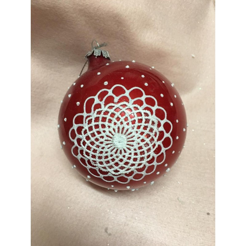 Palline E Puntali Rossi Con Merletto