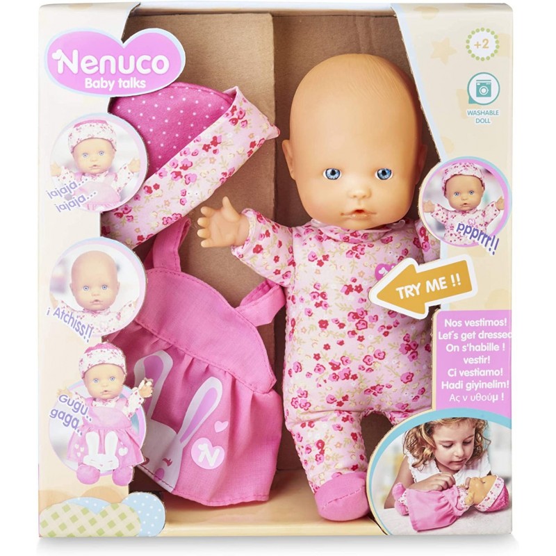 Pambola Nenuco Baby Talks Ci Vestiamo! Bambola Con Suoni - Rosa