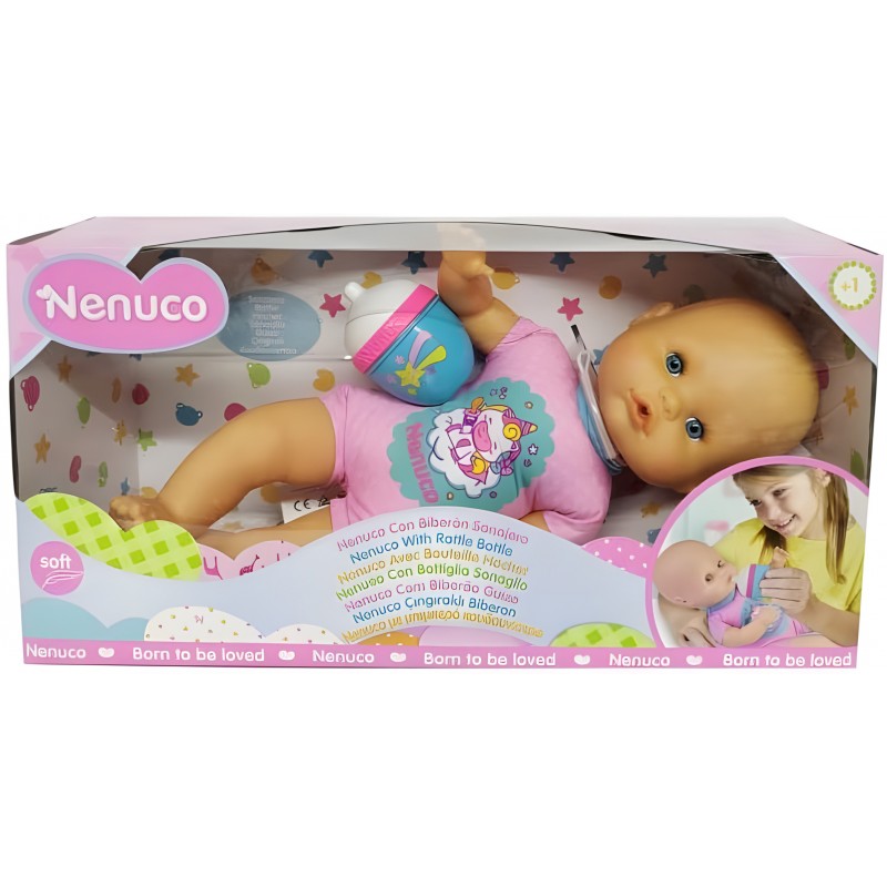 Pambola Nenuco Con Biberon E Pigiama Unicorno - Rosa