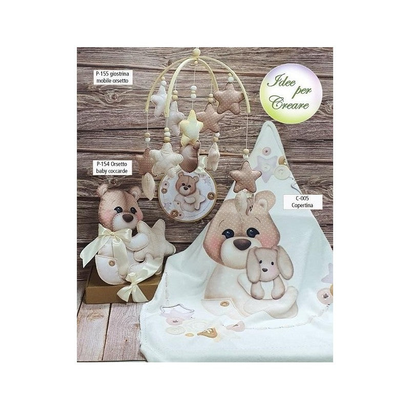 Pannello Copertina In Pile E Cotone Cm 70x90 Con Stampato Orsetto Baby
