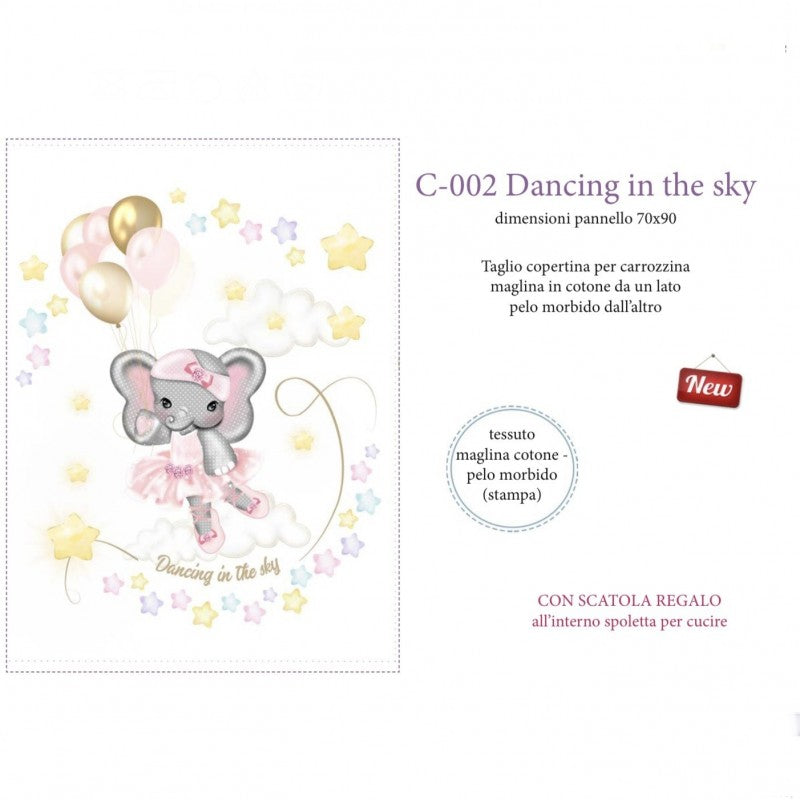Pannello Copertina Pile E Cotone Bimba Elefante Dancing In The Sky