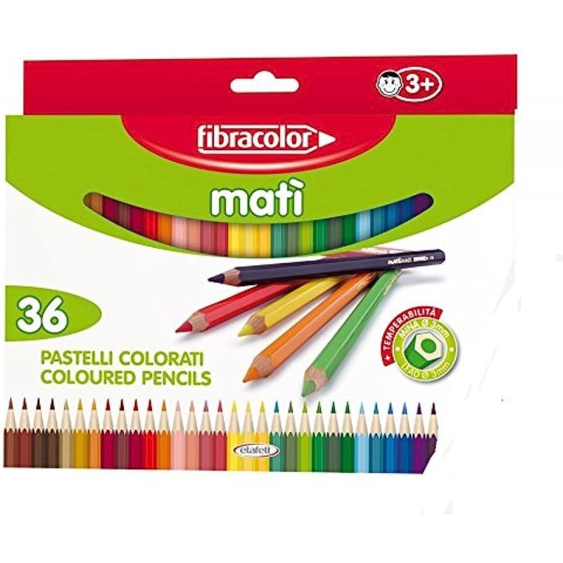 Pastelli Mati' Esagonali Punta Fine 36 Pz - Fibracolor