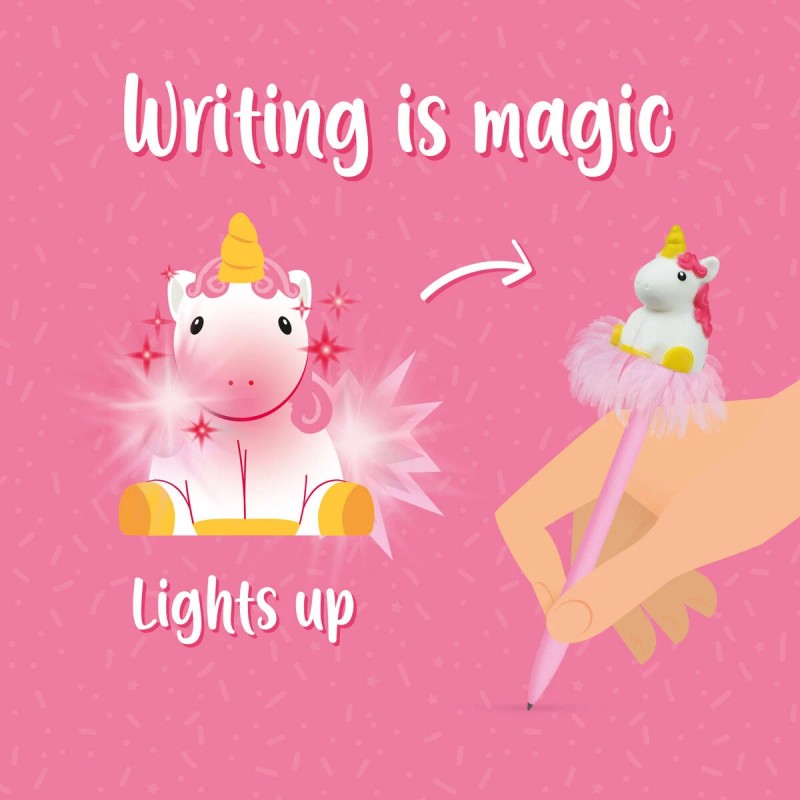 Penna A Sfera Blu Luminosa Writing Is Magic Unicorn - Legami