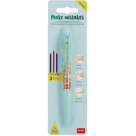 Legami Penna Gel Cancellina Flowers 3 Colori  – Penna Cancellabile Multicolore