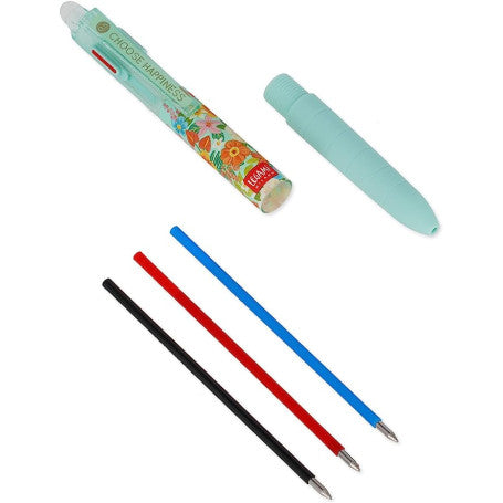 Legami Penna Gel Cancellina Flowers 3 Colori  – Penna Cancellabile Multicolore