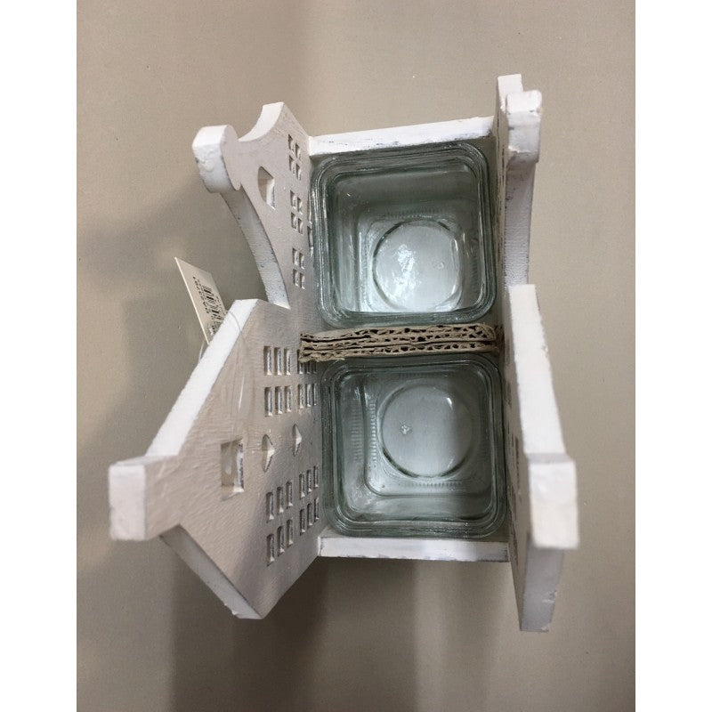 Porta-candele Forma Casetta In Legno