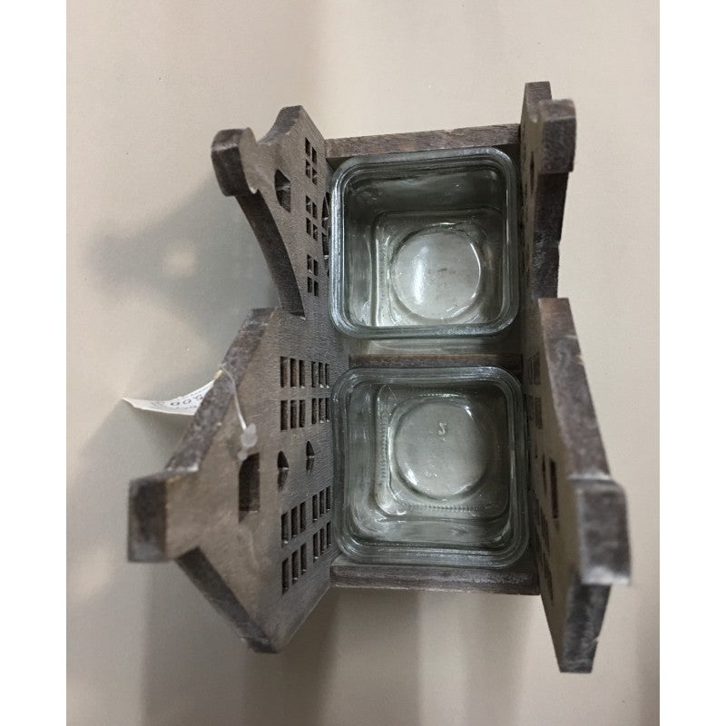 Porta-candele Forma Casetta In Legno