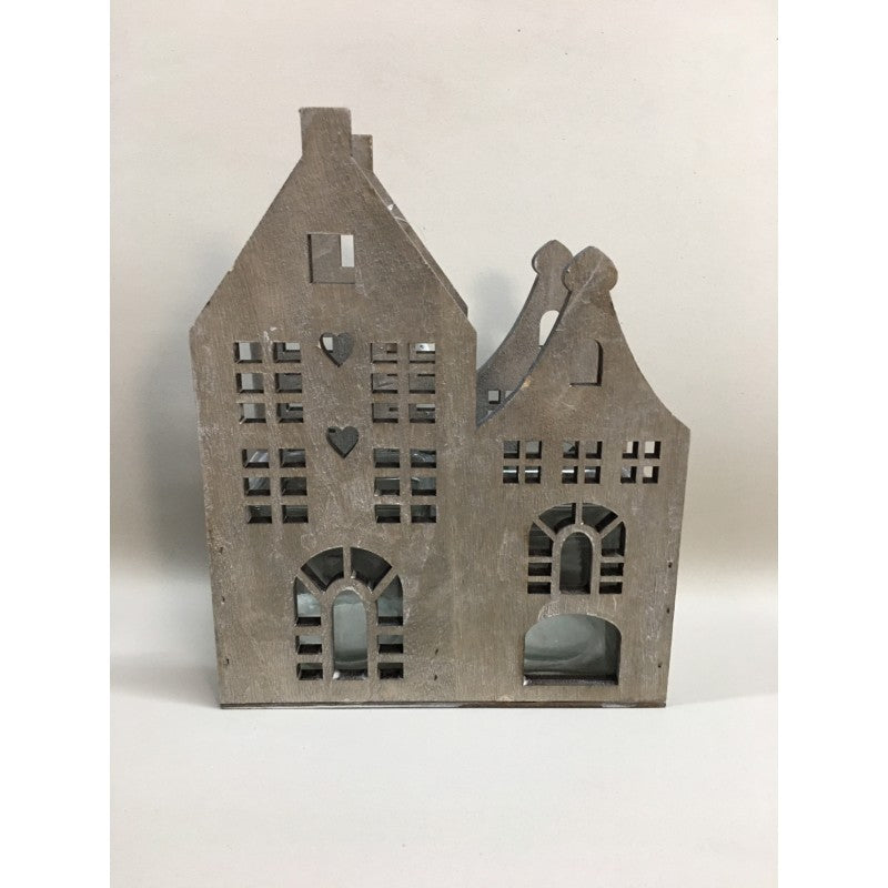 Porta-candele Forma Casetta In Legno