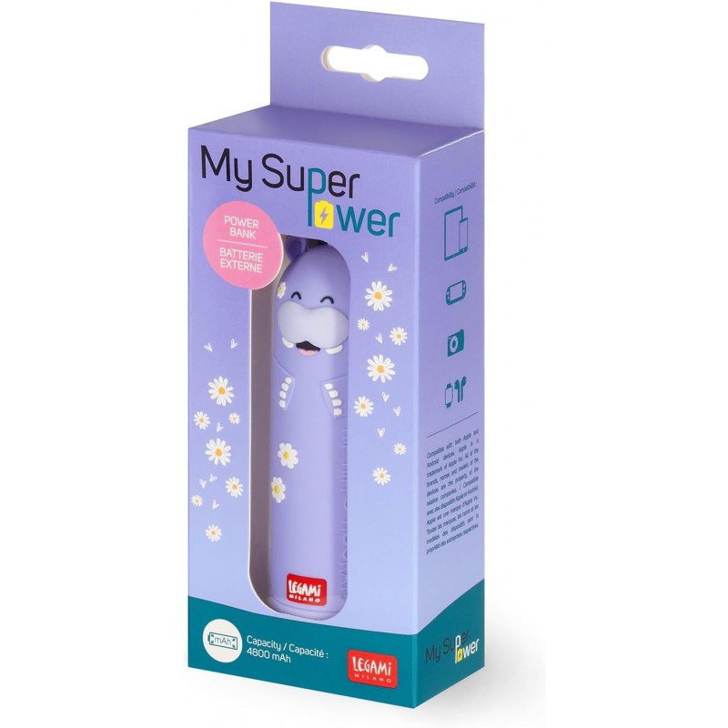 Power Bank Portatile Hippo 4800 Mah Con Cavo Usb Tipo C Incluso - Legami