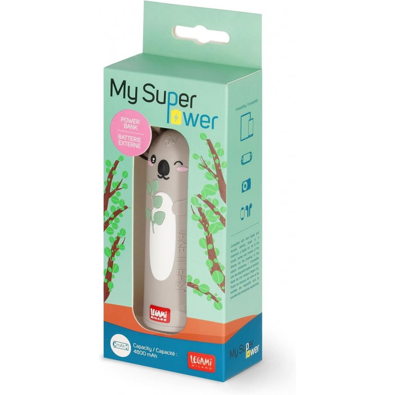 Power Bank Portatile Koala 4800 Mah Con Cavo Usb Tipo C Incluso - Legami