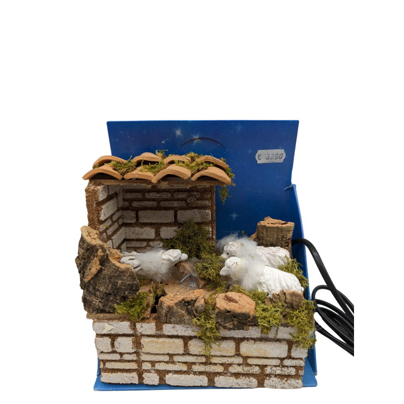 Presepe In Movimento Pecore Mangiano Nel Recinto