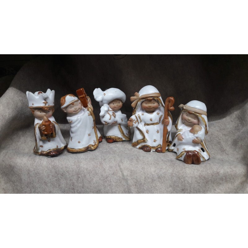 Presepe In Porcellana Bianca 5 Pezzi