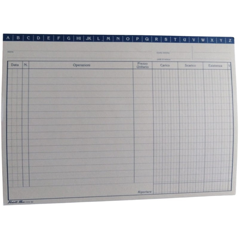 Prodotti Flex 1554 – Schede Carico-scarico-esistenza – Grafica Ante Euro