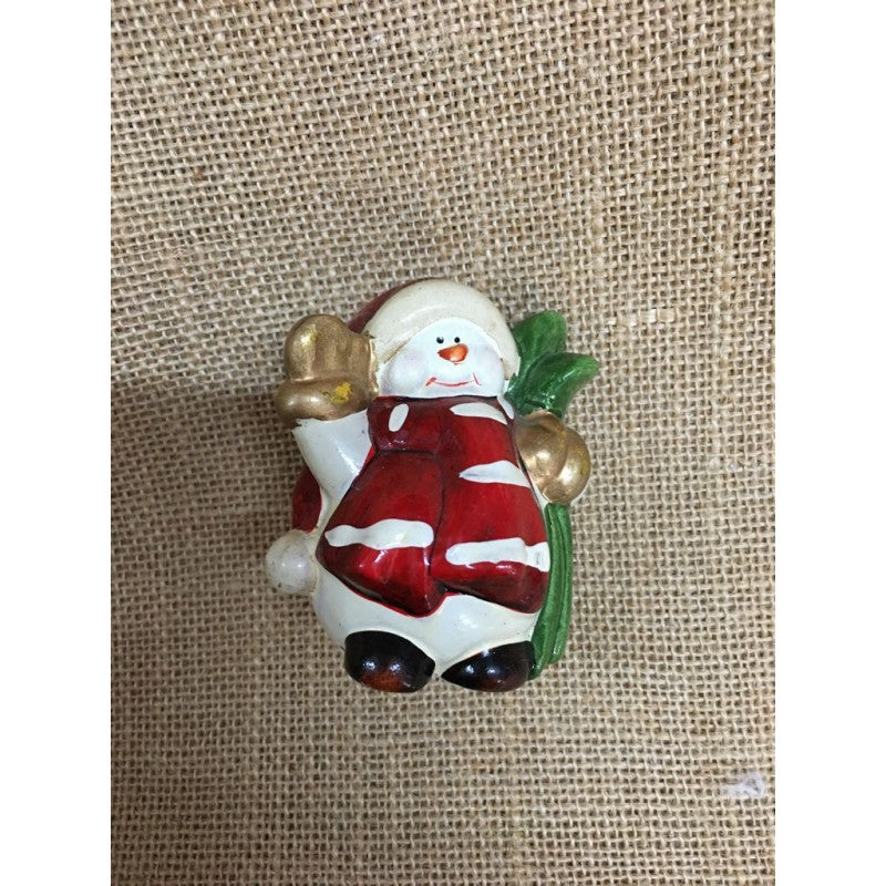 Pupazzo Di Neve In Ceramica Lucida