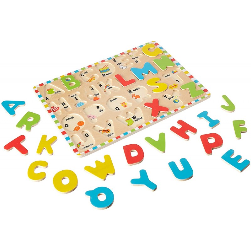 Puzzle Ad Incastro Lettere In Legno (inglese) - Bigjigs Toys