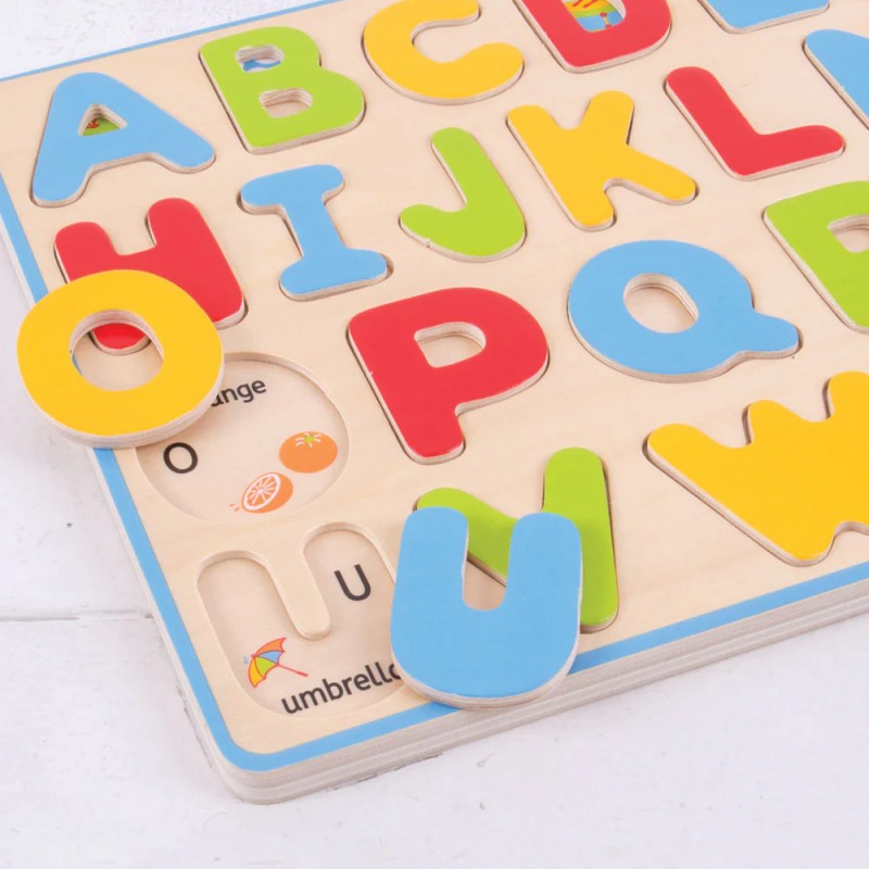 Puzzle Ad Incastro Lettere In Legno (inglese) - Bigjigs Toys