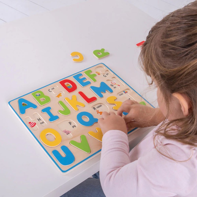 Puzzle Ad Incastro Lettere In Legno (inglese) - Bigjigs Toys