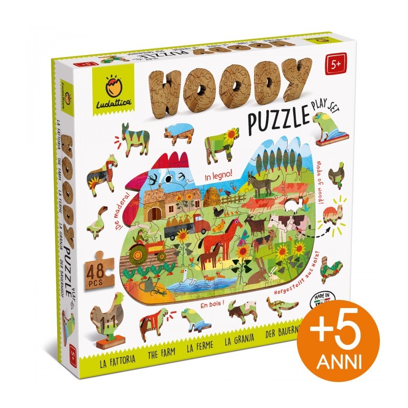 Puzzle In Legno Woody La Fattoria 48 Pezzi 25x35 - Ludattica