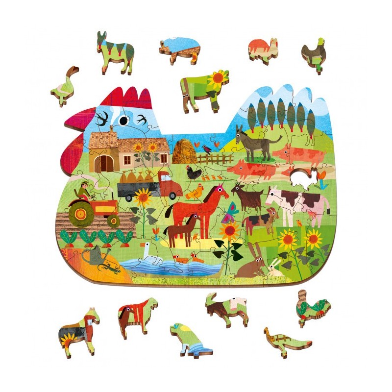 Puzzle In Legno Woody La Fattoria 48 Pezzi 25x35 - Ludattica