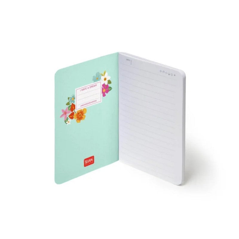 Quaderno Small Legami Flowers A6 80 Pagine, 1 Rigo 7mm, 100gr