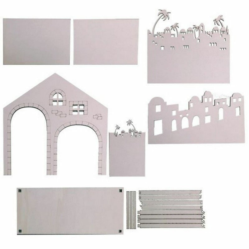 Renkalik - Capanna Con Paesaggio Betlemme In Legno E Cartone Vegetale