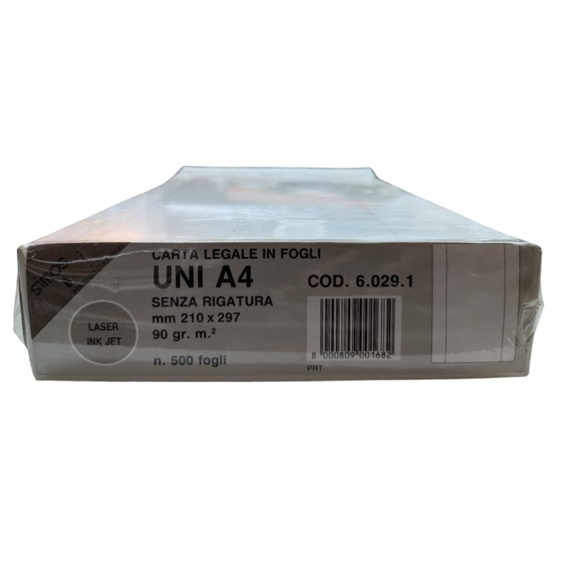 Risma Carta Uso Legale Per Ink-jet/laser A4 Bianca, Senza Righe, Con Margine 90gr 500ff - Simos