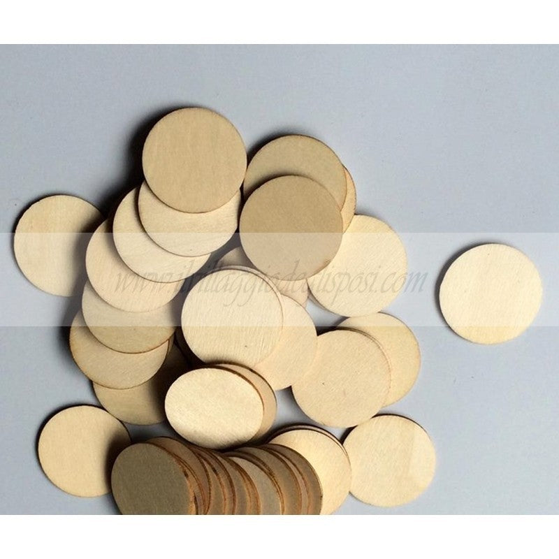 Rondelle In Legno Tonde Bombate 40mm - Kit 10 Pezzi