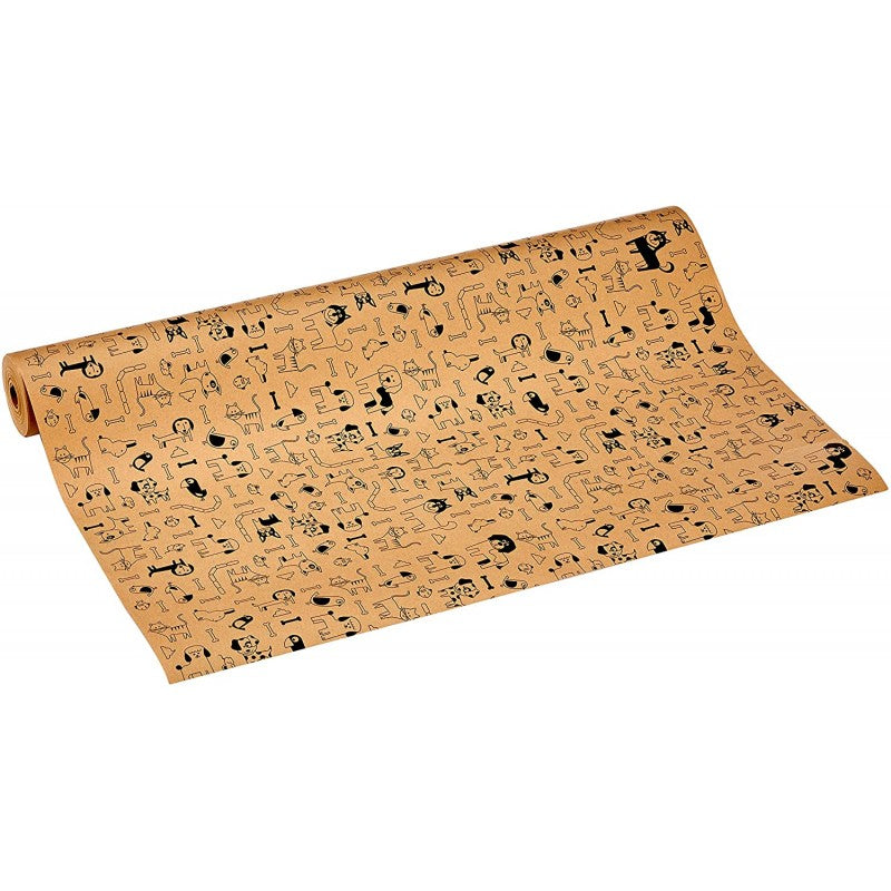 Rotolo Carta Regalo / Carta Kraft Riciclata - Animali