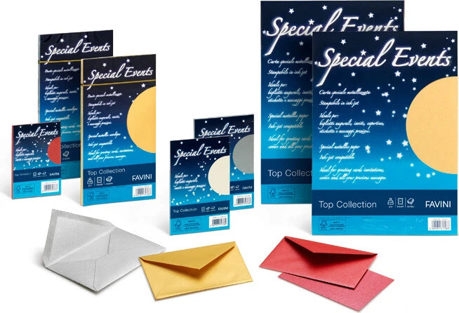 Buste metallizzate Favini Special Events, 10 buste,  120 g/m², formato 11x22 cm