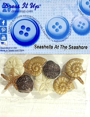 DRESS IT UP BUTTON EMBELLISHMENTS ~Seashell at the seashore