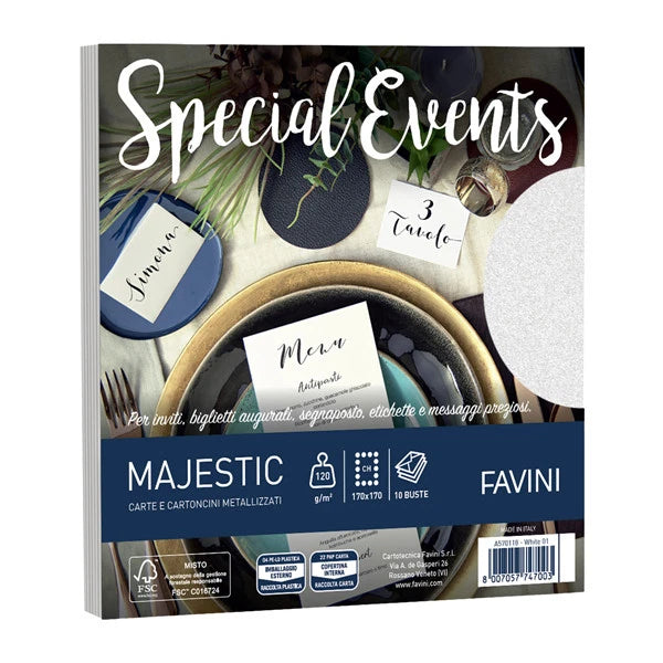 Buste metallizzate Favini Special Events, 10 buste,  120 g/m², formato 17X17 cm