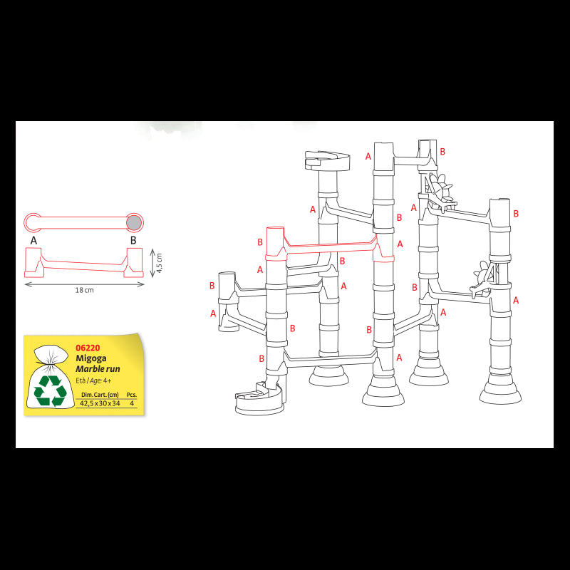 Sacchetto 90pz Migoga Marble Run - Quercetti 06220