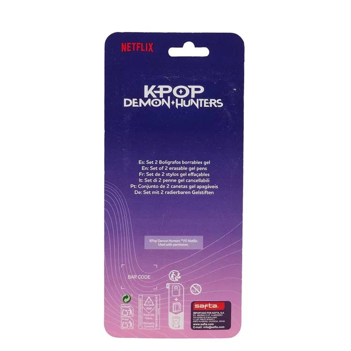 Set 2 Penne Gel Cancellabili Safta K-Pop Demon Hunters – Topper Huntrix 2 Design Netflix