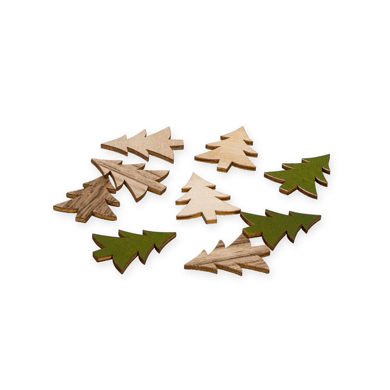 Sagome Piccole Abeti Verdi E Naturali - 9 Pezzi
