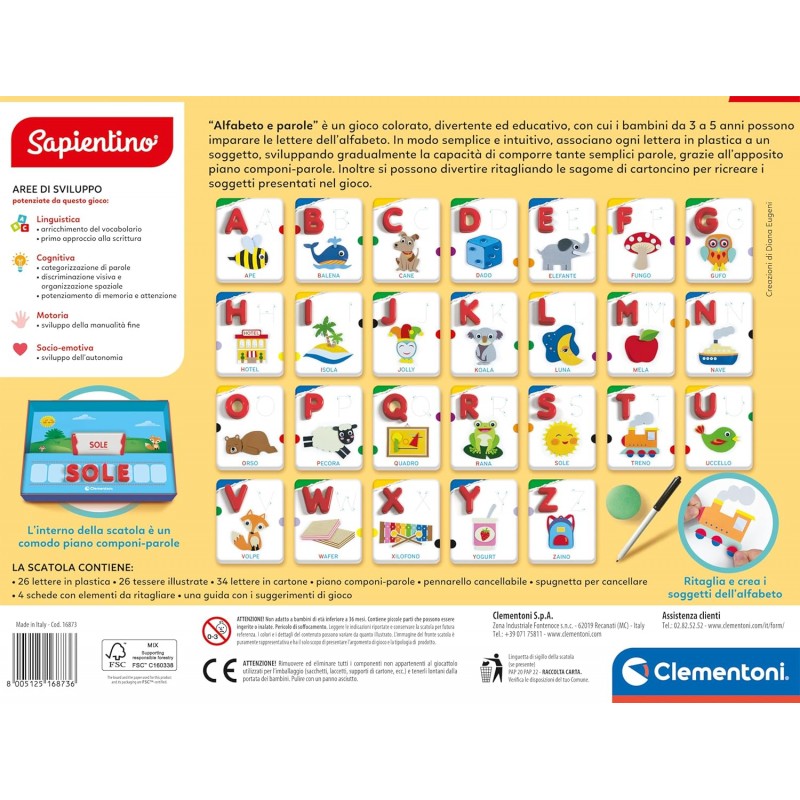 Sapientino Alfabeto E Parole - Gioco Educativo 3 Anni Per Imparare Le Lettere, Tessere Alfabeto