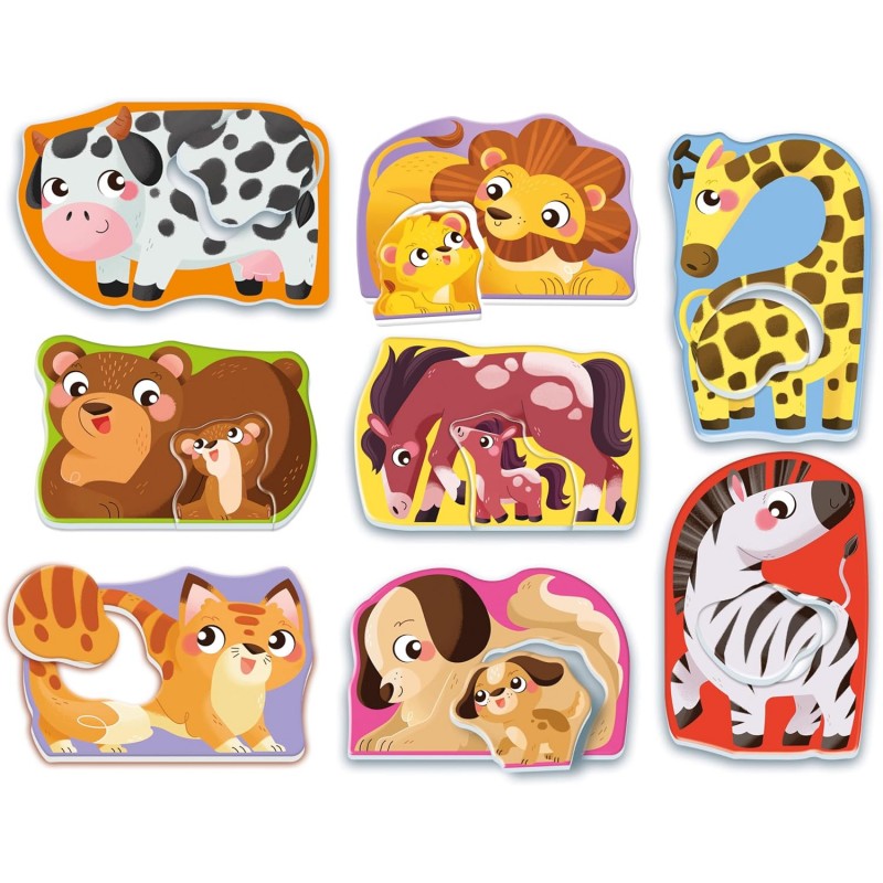 Sapientino Animali 3in1 - Tessere Sagomate Mamme Cuccioli E Schede Illustrate