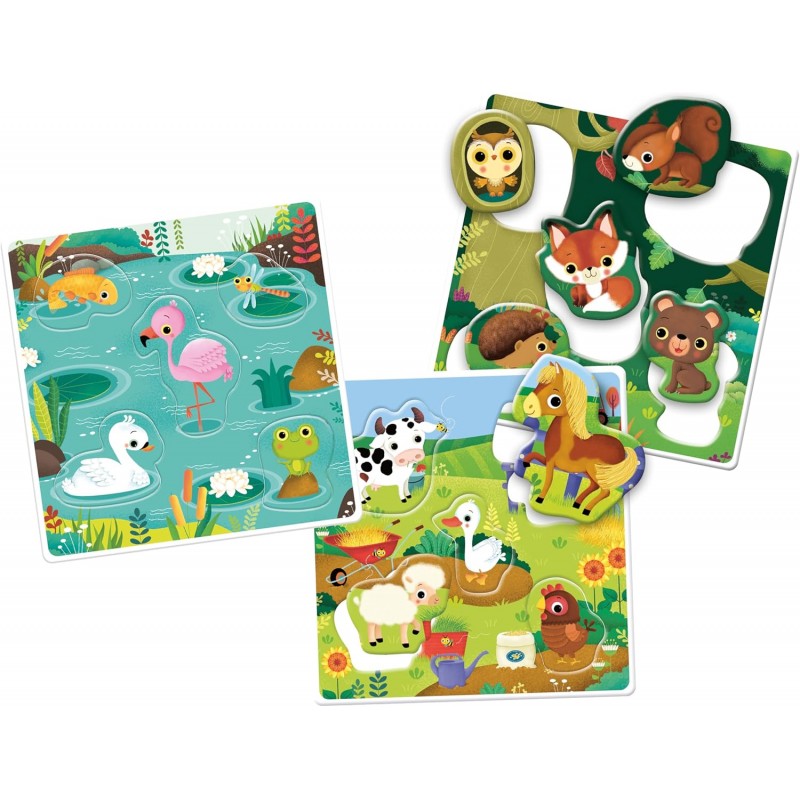 Sapientino Animali 3in1 - Tessere Sagomate Mamme Cuccioli E Schede Illustrate