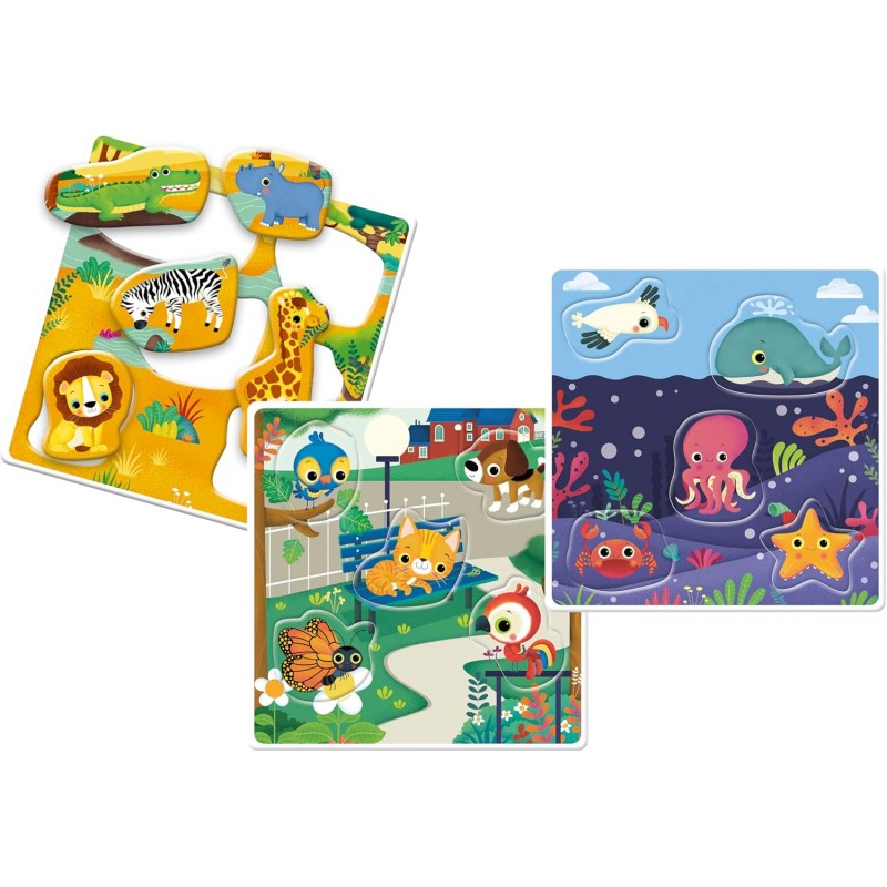 Sapientino Animali 3in1 - Tessere Sagomate Mamme Cuccioli E Schede Illustrate