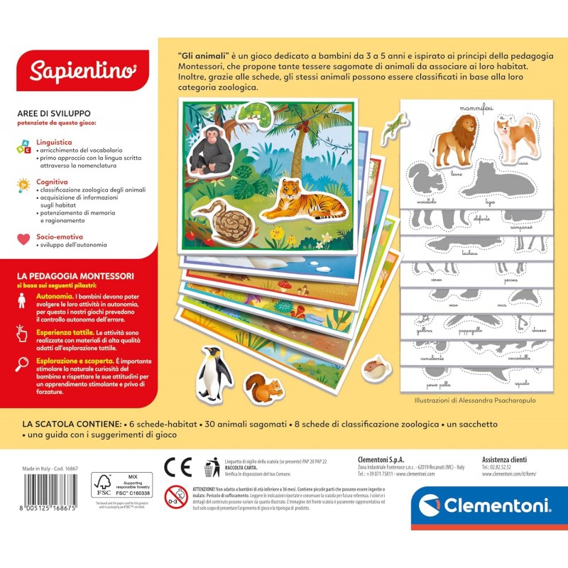 Sapientino Montessori Gli Animali Con Tessere Sagomate - Clementoni