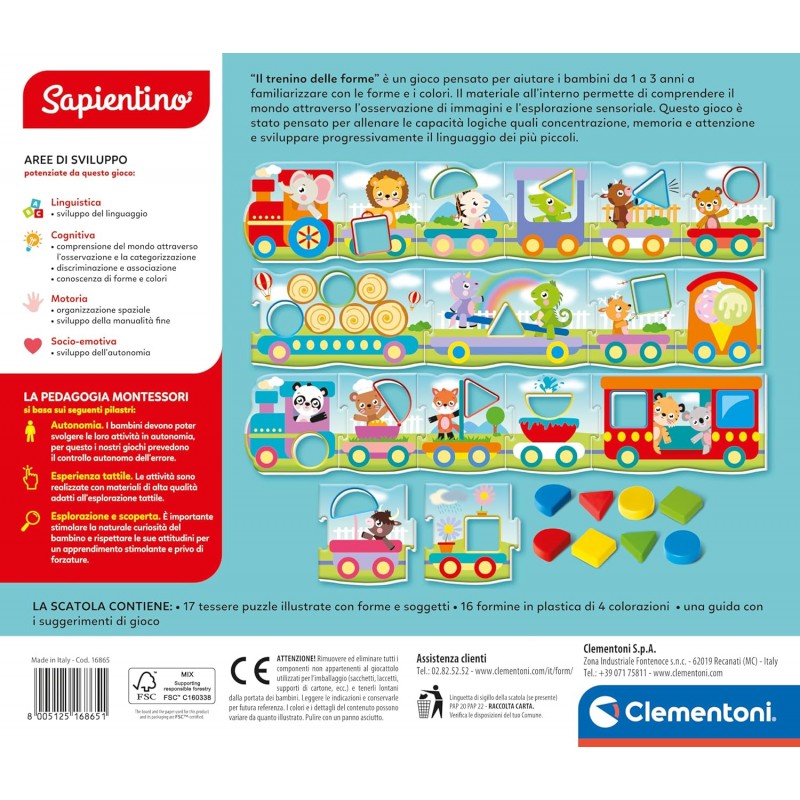 Sapientino Montessori Il Trenino Delle Forme - Puzzle, Flashcards - Clementoni