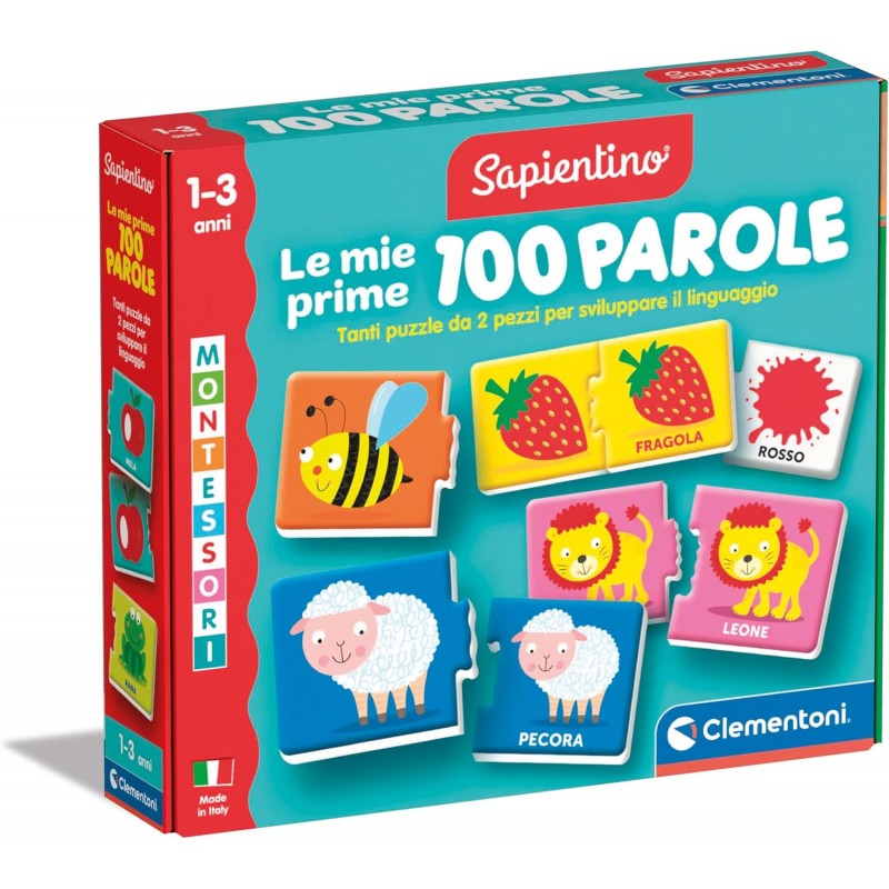 Sapientino Montessori Le Mie Prime 100 Parole Puzzle, Flashcards - Clementoni