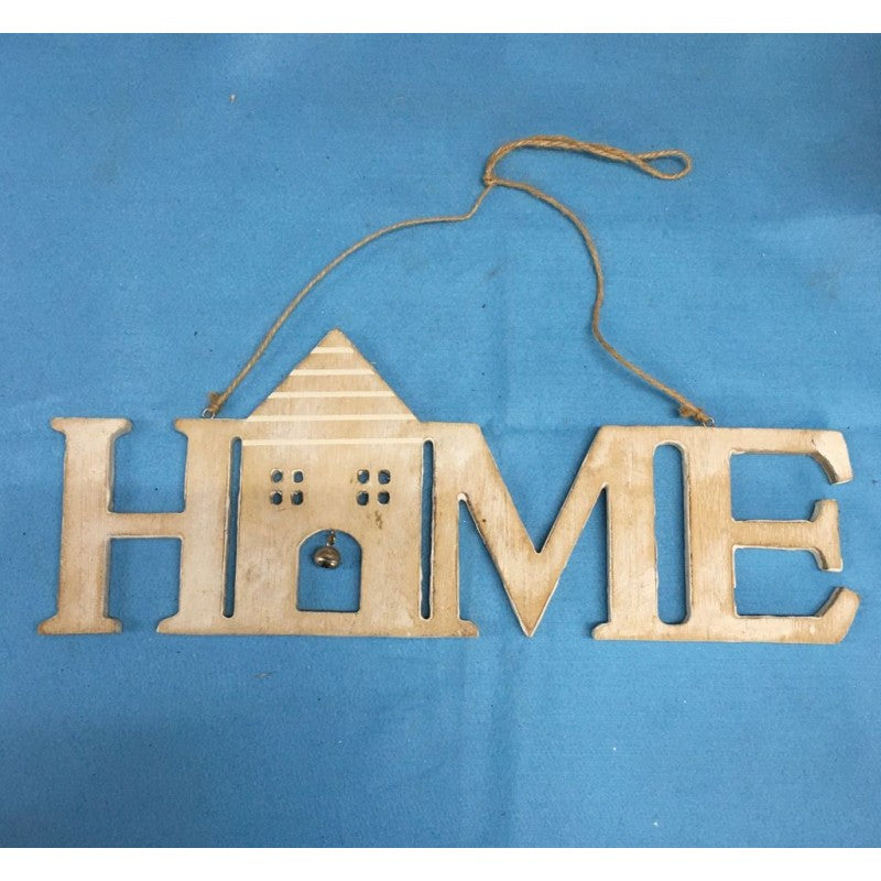 Scritta Home In Legno Grezzo