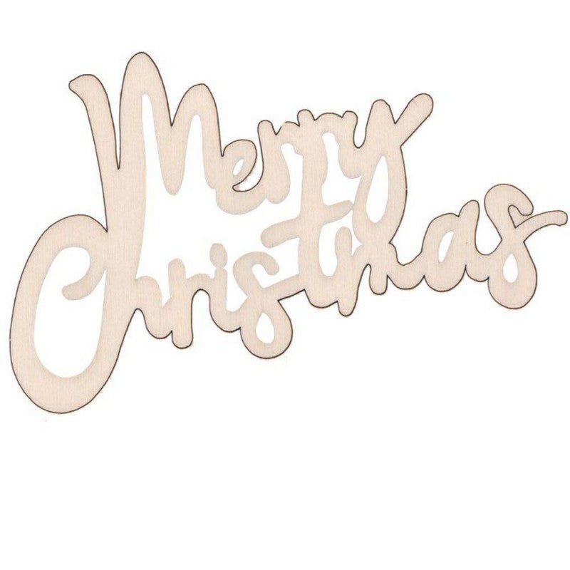 Scritta Merry Christmas Grande Legno Renkalik Cm 16x9,5 Spessore 3mm
